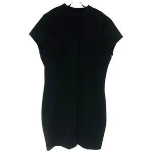 ZARA Womens Fitted Dress Black Office Minimalist Zip Stretch Lined Goth Witch XL